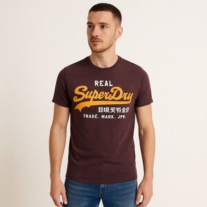 Superdry Men's real vintage graphic t-shirt size S burgundy short sleeve